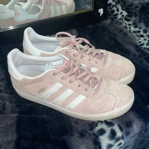 Slightly dingy pink adidas gazelle